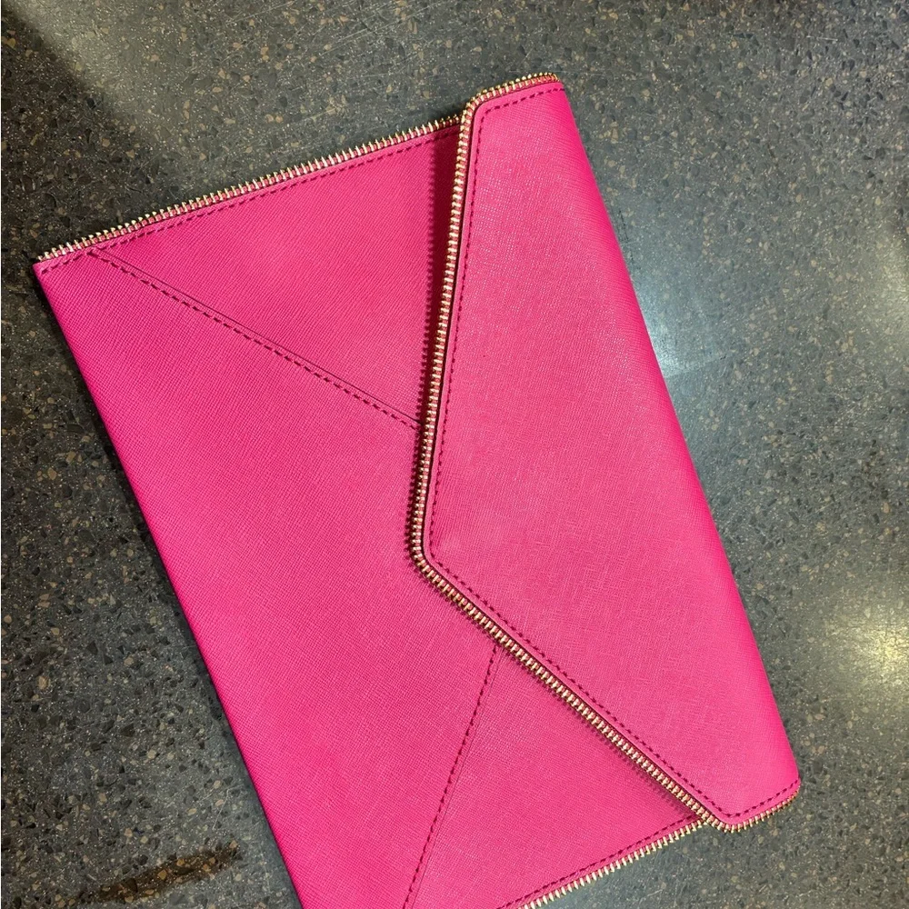 Rebecca Minkoff Leo Clutch in Flamingo Pink - Picture 2 of 5